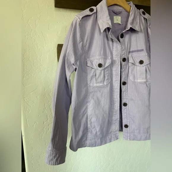 GAP|Pastel Lavender Lilac Button-Front Utility Jacket,Cotton/Canvas size LARGE• - Picture 9 of 14